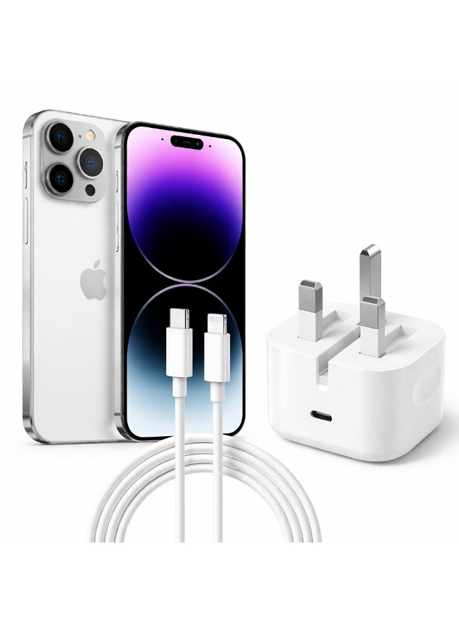 20W USB-C Fast Charger Power Adapter with 1m USB-C to Lightning Cable for iPhone 14/13/12/11/XS/XR/X/8 White - Image 2